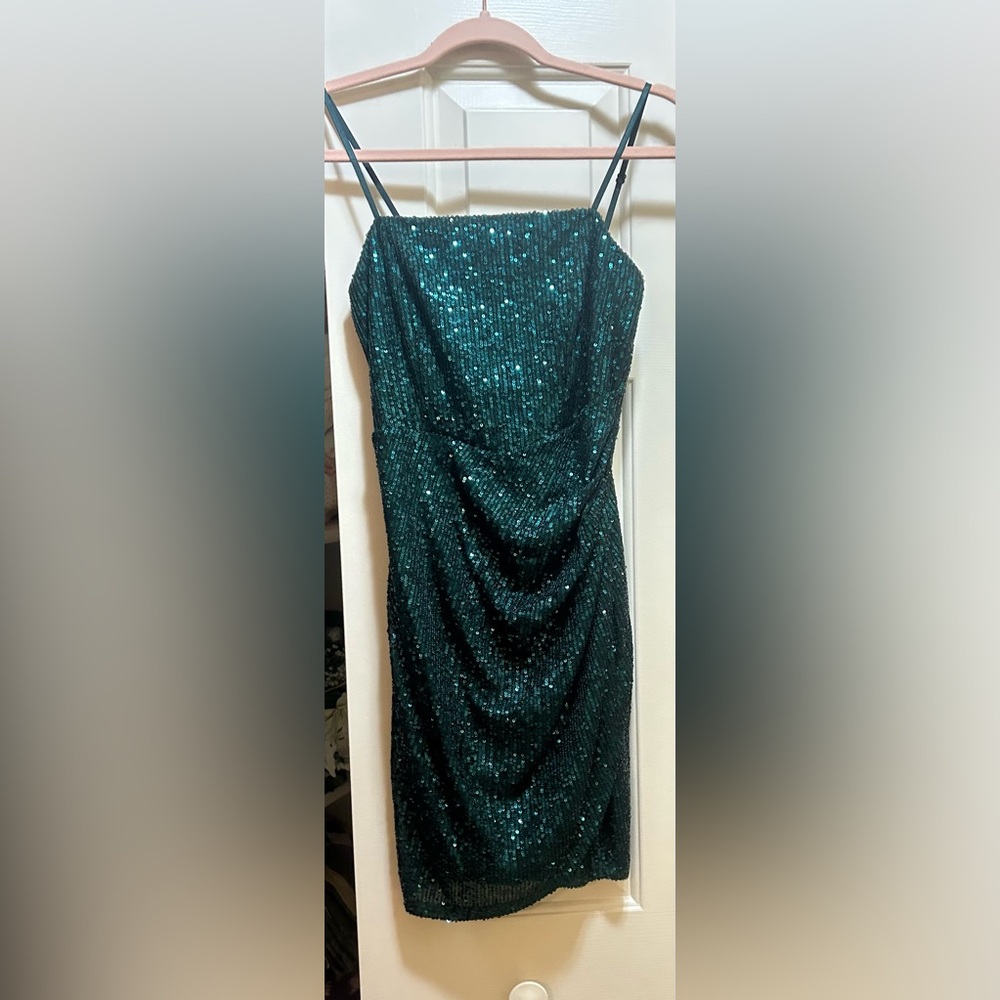 Honey and Rosie Teal Sequin Mini Dress